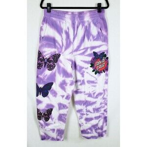 Broken Promises Sweatpants Mens L Tie-Dye Butterflies Purple Santa Cruz Skate
